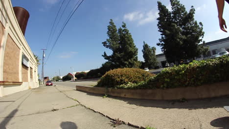Old-School-Skating-Wide-Angle-Lens-Footage-With-Skateboard-On-The-Street