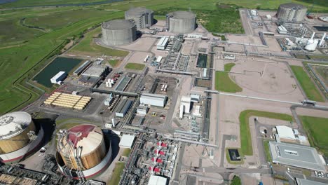 National-grid-Grain-LNG-Terminal-gas-storage-Kent-UK-drone-aerial-view