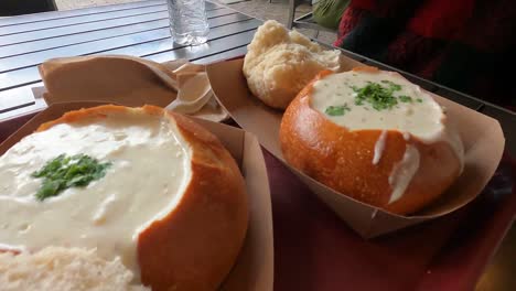 clam-chowder-bread-bowl-dinner-table