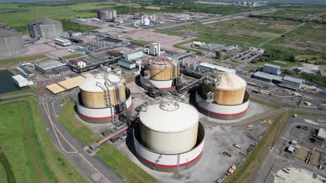 National-grid-Grain-LNG-Terminal-gas-storage-Kent-UK-drone-aerial-point-of-view