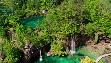 Aerial-View-Of-Plitvice-Lakes-And-Waterfalls