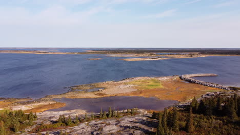 Aerial-view-of-Hudson-Bay-shore-in-Eeyou-Istchee-Baie-James-Quebec-Canada