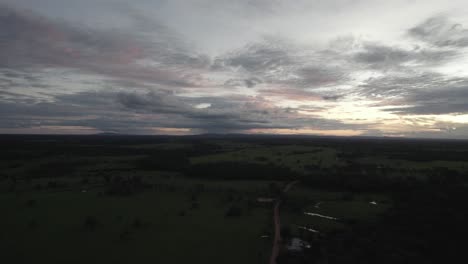 Panoramic-View-Of-Colombian-Countryside-Against-Dramatic-Sunset-Sky