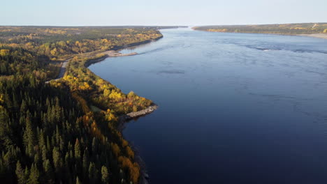 Aerial-view-around-LG1-hydroelectric-power-plant-Eeyou-Istchee-Baie-James-Quebec-Canada