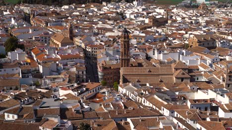 Tight-shot-over-Antequera-cityscape-with-church-tower-and-houses