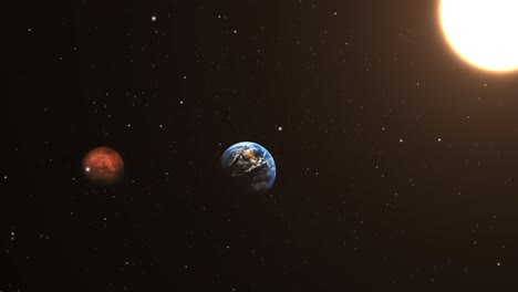 Sonnensystem,-Planet-Erde-Und-Mars-Und-Sonne