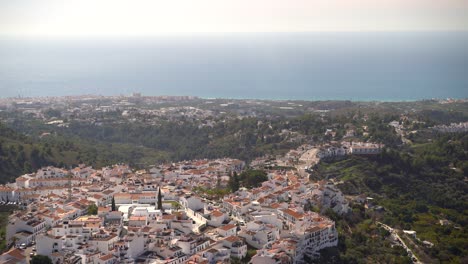 Beautiful-scenery-over-Frigiliana-village-on-top-of-hill-with-ocean