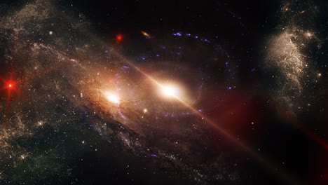 Eine-Spiralgalaxie-Und-Mehrere-Rote-Sterne-Im-Universum