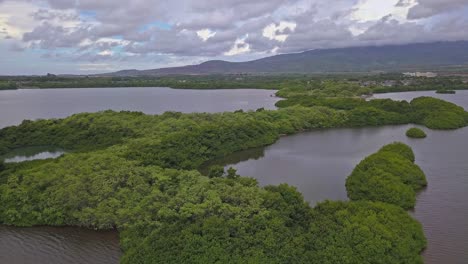 Aerial-view-of-Laulaunui-island-in-West-Loch-Oahu-on-a-sunny-day