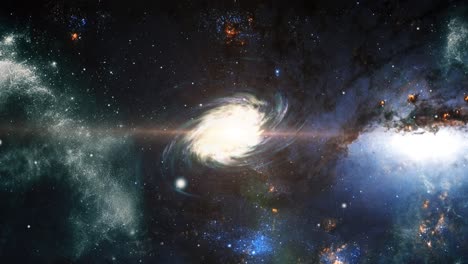 Eine-Spiralgalaxie-Mit-Einem-Nebel-Im-Weltraum