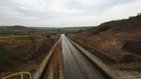 Wide-angle-shot-of-an-empty-waterway-at-a-hydroelectric-power-plant-in-Brazil