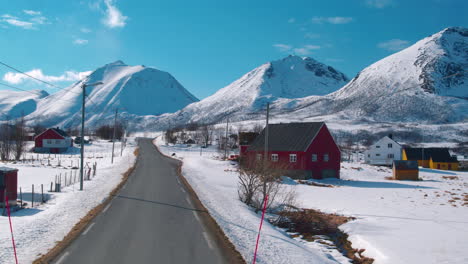 Cinematic-shot-tracking-through-a-village-in-northern-Norway