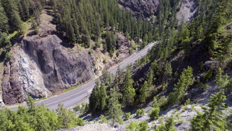 Aerial-view-of-a-winding-mountain-highway-in-Washington-State