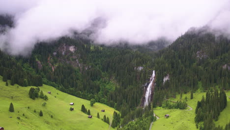 Cinematic-aerial-shot-circling-right-to-Left-around-Iffigfall-in-the-Bernese-Oberland