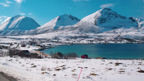 Cinematic-tracking-shot-entering-the-village-of-Tromvik-in-northern-Norway