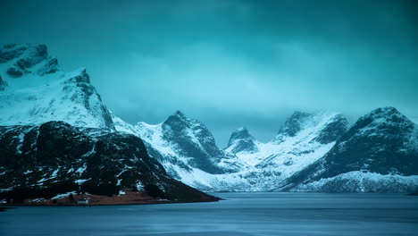 Cinematic,-dramatic-and-brooding-timelapse-on-a-fjord-in-Lofoten,-Norway