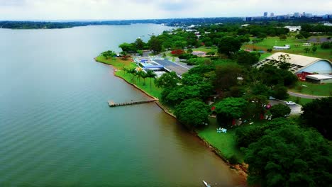 Aerial-Drone-Shot-Revealing-a-Shoreline-Resort-in-Brasilia-Brazil