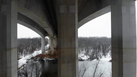 A-drone-flies-under-Pace-Bridge-in-St
