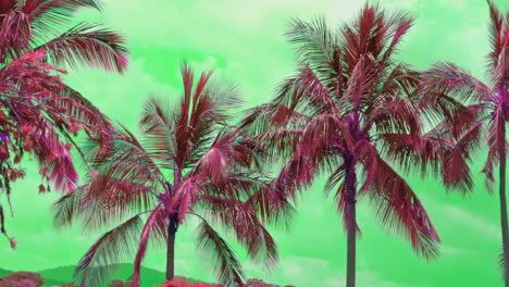 Red-palm-trees-on-green-sky