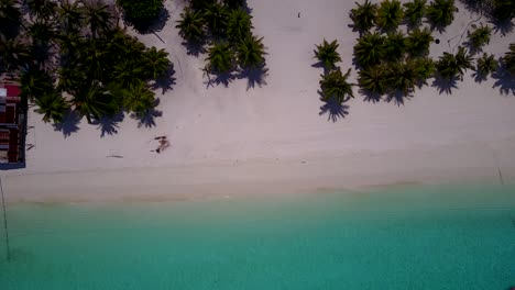 Caribbean-top-view-of-pristine-beach-with-no-people,-pan-shot-4k