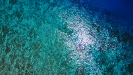 Picturesque-clear-sea-of-Mauritius-reef,-top-down,-slow-aerial-spin-4k
