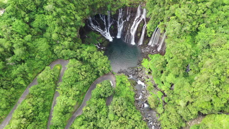 High-aerial-view-over-the-Cascade-Langevin-on-the-island-of-Réunion