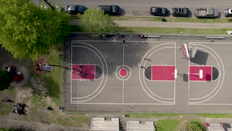 Aerial-View-of-Children-Playing-Basketball