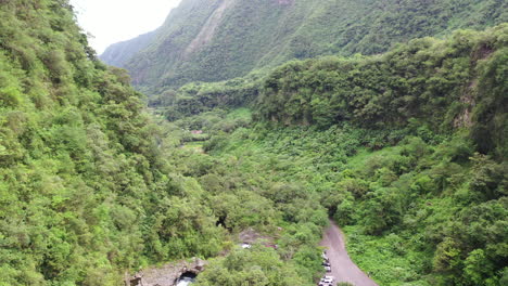 Aerial-flight-down-a-valley-away-from-Grand-Galet-Falls-at-the-Cascade-Langevin-on-the-island-of-Réunion