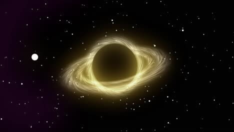 Animated-black-hole-in-outer-space-with-spinning-yellow-planetary-rings