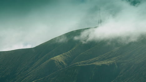 Subtle-cinematic-timelapse-of-a-pylon-on-the-edge-of-the-Caldeira-volcano,-the-Azores