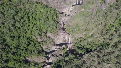 Bird's-Eye-View-Of-Jourama-Falls-In-Paluma-Range-National-Park,-Australia---drone-shot