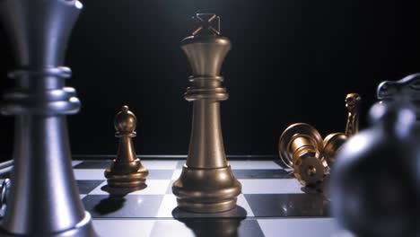 Cinematic-shot-sliding-forward-to-reveal-the-winning-king-in-a-game-of-chess