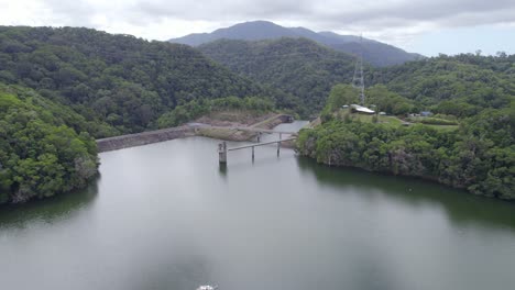 Copperlode-Falls-Dam-Surrounded-By-Rainforest-In-Lamb-Range,-Cairns-Region,-QLD,-Australia