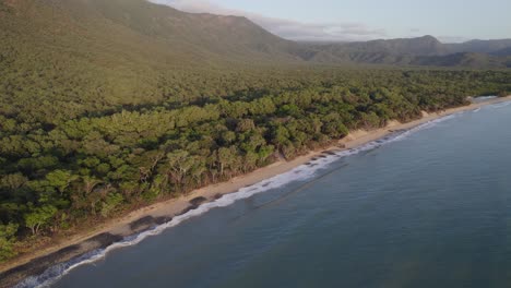 Wangetti-Beach-And-Green-Forest-At-Macalister-Range-National-Park-In-Summer---Wangetti,-North-Queensland,-Australia