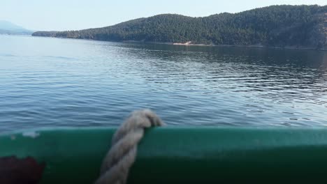 Forested-Mountain-Scenery-Viewed-From-A-Ferry-Sailing-Across-Orcas-Island-From-Anacortes-In-Washington,-USA