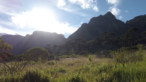 Hiker's-POV-From-A-Hiking-Trail-To-Table-Mountain-In-Cape-Town,-South-Africa