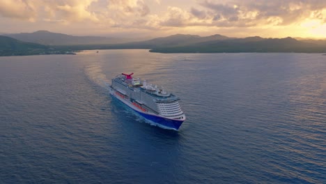 Carnival-Cruise-Ship-Sailing-Across-The-North-Atlantic-Ocean-In-Puerto-Plata,-Dominican-Republic