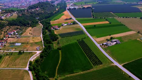 Overtake-Shot-Of-Agriculture-Green-Lands,-Countryside-Near-Turin,-Italy