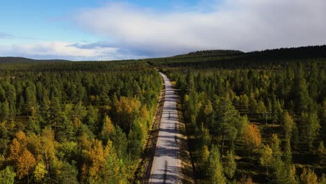 Countryside-highway-to-Inari-Lapland-Finland-aerial