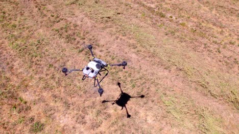 Volando-Un-Solo-Dron-Quadcopter-Agrícola-Sobre-El-Campo-De-La-Granja