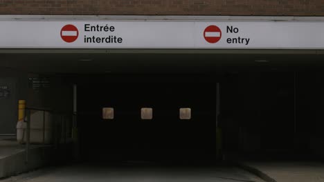 No-Entry-Sign-In-English-And-French-Language-At-The-Basement-Parking-Exit