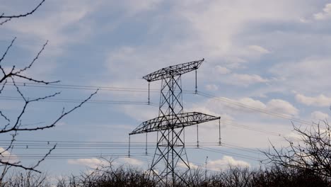 Electricity-Pylons-And-Power-Lines,-Transmission-tower