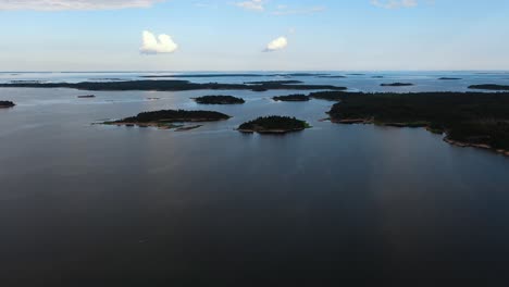 Aerial-view-of-islands-in-the-archipelago-of-Aland,-Finland---tracking,-drone-shot