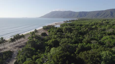 Tropical-Landscape-Of-Wangetti-Beach-In-North-Queensland,-Australia---aerial-drone-shot