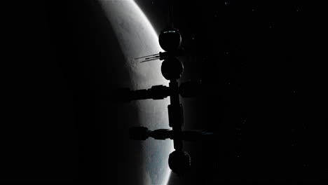4K-SPACE-STATION-MOVING-AWAY-WITH-ICE-PLANET-IN-BACKGROUND