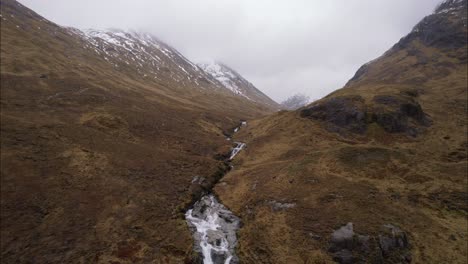 Glencoe,-winter-time.-Drone-shot-of-waterfall