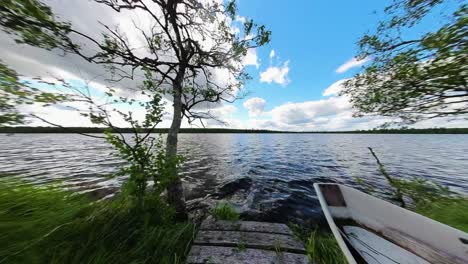 360-Timelapse-View-Beside-Pier-Surrounded-By-Green-Meadow-Landscape-In-Sweden