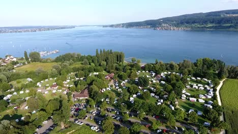 View-of-a-camping-site-directly-on-the-shore-of-Lake-Constance-on-a-sunny-day