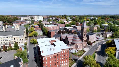 springfield-massachusetts-aerial-over-neighborhoods,-apartments-and-homes-and-businesses