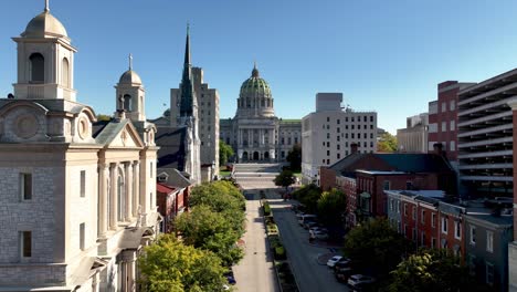 aerial-slow-push-into-the-pennsylvania-state-house-in-harrisburg-pennsylvania